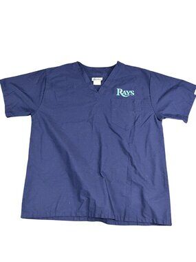 Spectrum Tampa Bay Rays Unisex Navy Blue V-Neck Pocket Scrub Top Size L